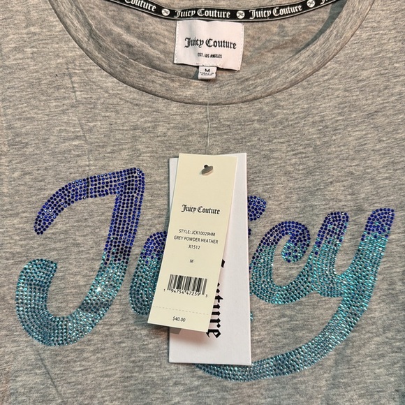 Juicy Couture long sleeve t-shirt lightweight with bling MEDIUM in Gray - New - Picture 5 of 6